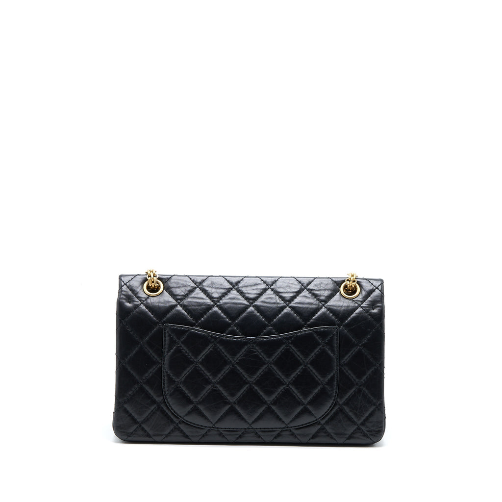 CHANEL 2.55 REISSUE 226 AGED CALFSKIN BLACK BRUSHED GHW (MICROCHIP)