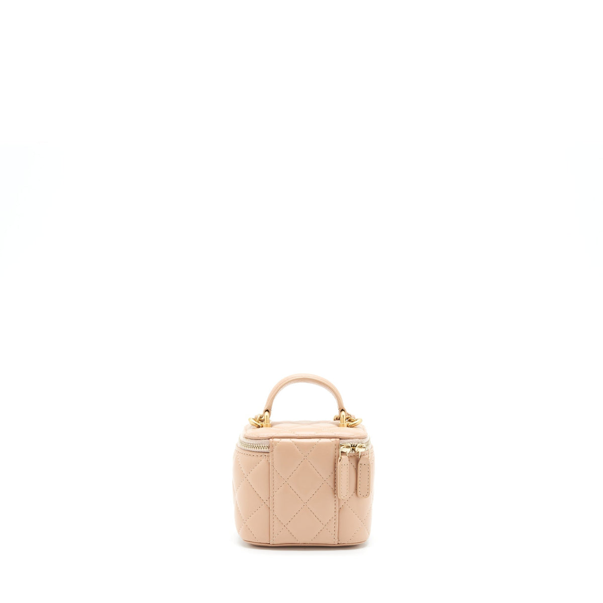 CHANEL TOP HANDLE MINI VANITY ON CHAIN LAMBSKIN BEIGE GHW
