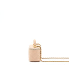 CHANEL TOP HANDLE MINI VANITY ON CHAIN LAMBSKIN BEIGE GHW