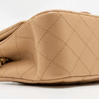 CHANEL PEARL CRUSH MINI SQUARE FLAP BAG LAMBSKIN BEIGE GHW (MICROCHIP)