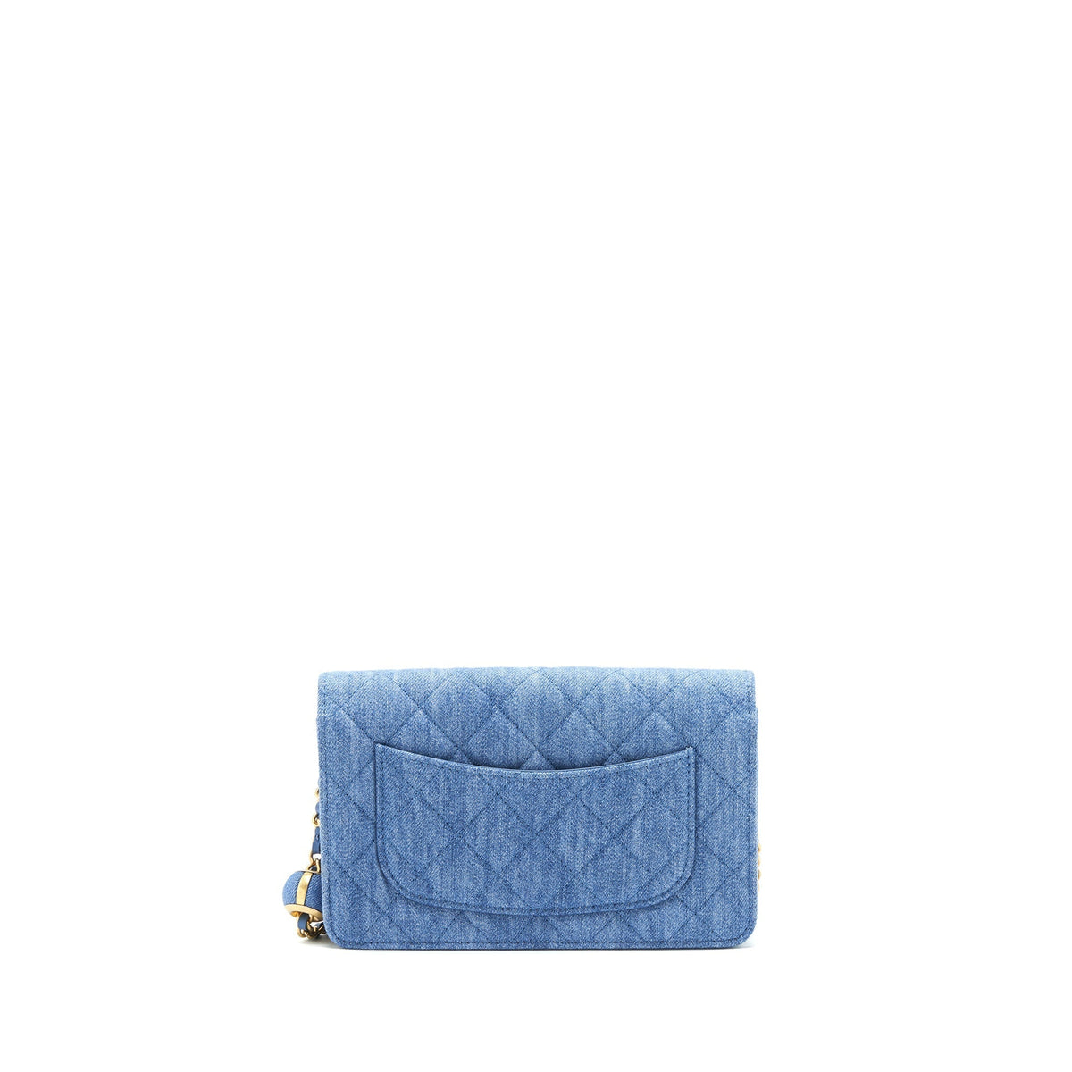 CHANEL 22C PEARL CRUSH WALLET ON CHAIN DENIM GHW