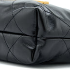 CHANEL MINI 22 BAG SHINY CALFSKIN BLACK BRUSHED GHW (MICROCHIP)