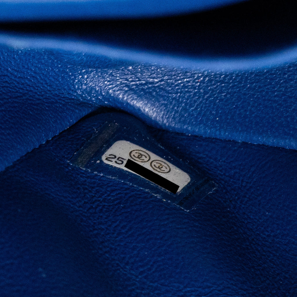 CHANEL MINI RECTANGULAR FLAP BAG LAMBSKIN BLUE LGHW
