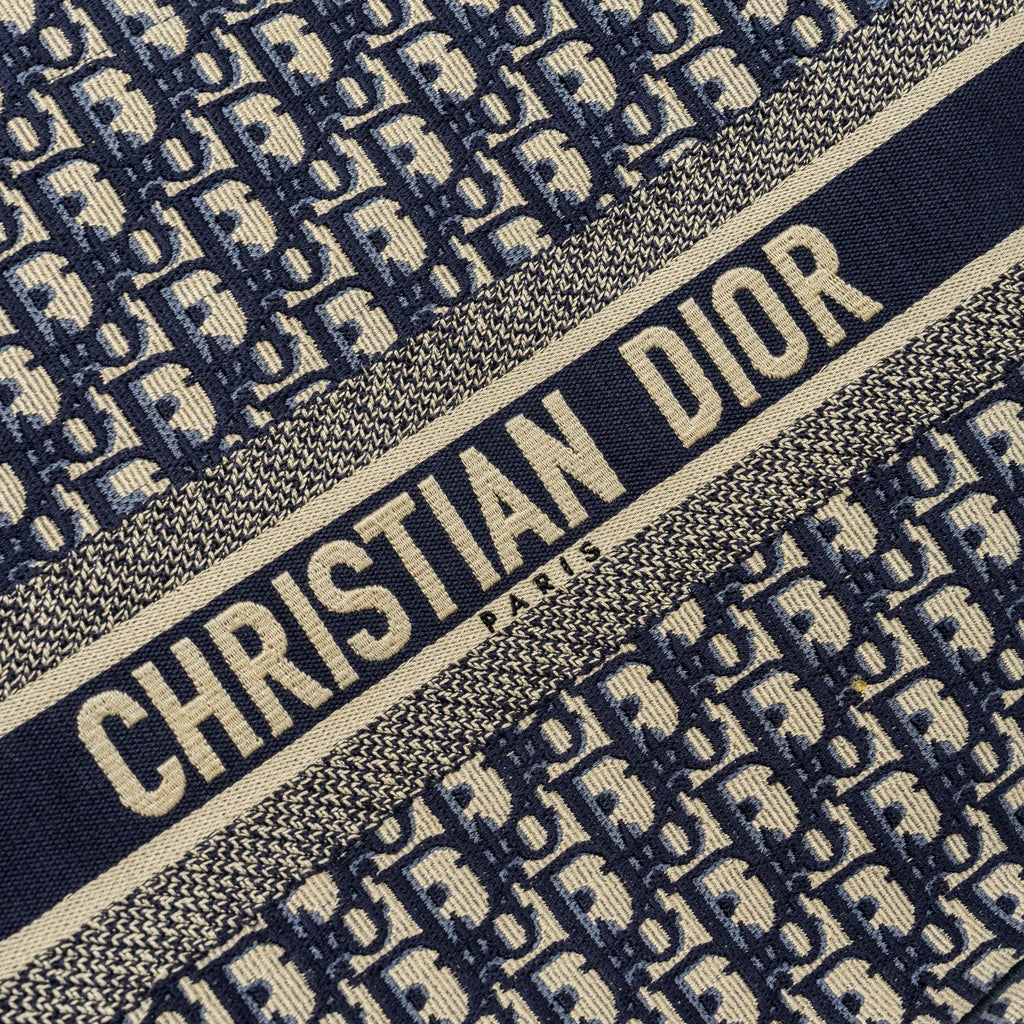 DIOR LARGE BOOK TOTE BLUE OBLIQUE EMBROIDERY