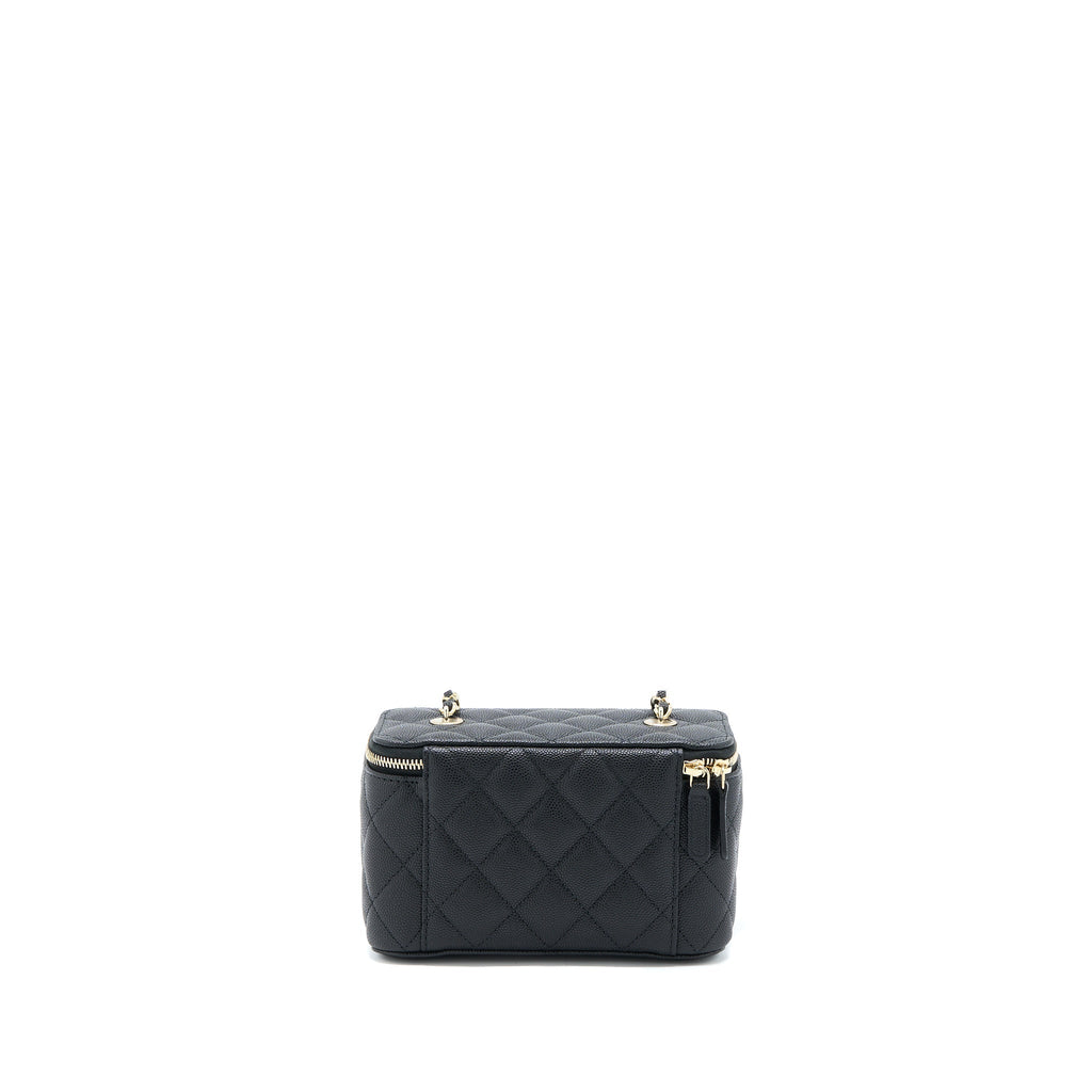 CHANEL 23C LONG VANITY WITH CHAIN CAVIAR BLACK LGHW