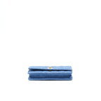 CHANEL 22C PEARL CRUSH WALLET ON CHAIN DENIM GHW