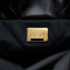 CHANEL MINI 22 BAG SHINY CALFSKIN BLACK BRUSHED GHW (MICROCHIP)