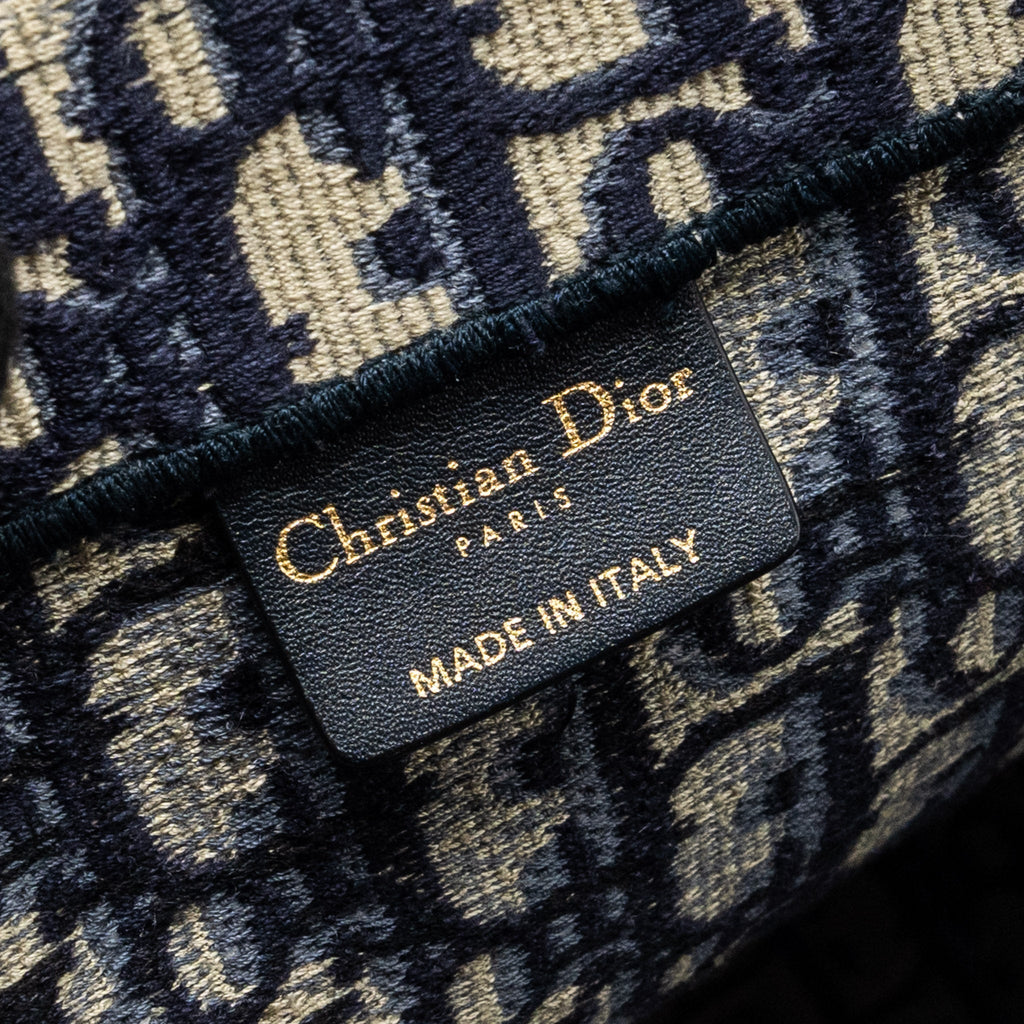 DIOR LARGE BOOK TOTE BLUE OBLIQUE EMBROIDERY