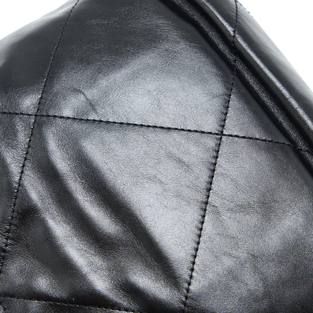 CHANEL MINI 22 BAG SHINY CALFSKIN BLACK BRUSHED GHW (MICROCHIP)