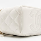 CHANEL LONG VANITY WITH CHAIN CAVIAR WHITE LGHW (MICROCHIP)