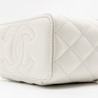 CHANEL LONG VANITY WITH CHAIN CAVIAR WHITE LGHW (MICROCHIP)