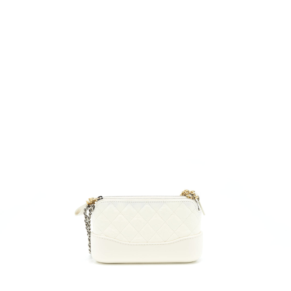 CHANEL GABRIELLE CLUTCH ON CHAIN AGED CALFSKIN WHITE WITH SILVER AND GOLD HARDWARE