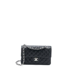 CHANEL SMALL CLASSIC DOUBLE FLAP BAG CAVIAR BLACK SHW (MICROCHIP)