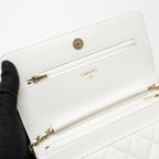 CHANEL DETAIL CRYSTAL CC LOGO WALLET ON CHAIN CAVIAR WHITE LGHW(MICROCHIP)