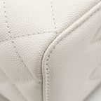 CHANEL LONG VANITY WITH CHAIN CAVIAR WHITE LGHW (MICROCHIP)