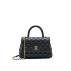 CHANEL MINI COCO HANDLE FLAP CAVIAR IN BLACK GHW