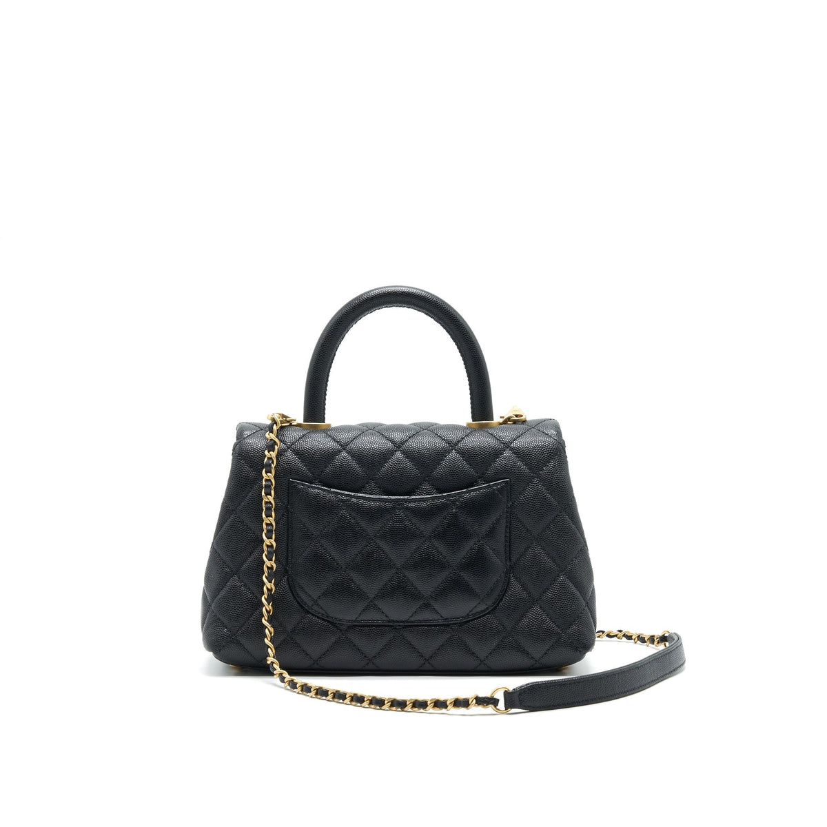 CHANEL MINI COCO HANDLE FLAP CAVIAR IN BLACK GHW