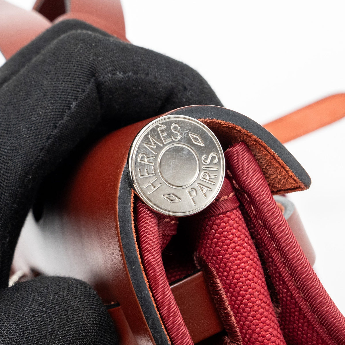 Hermes herbag zip 31 bag canvas / hunter rouge grenat / rouge H SHW