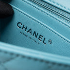 CHANEL MINI SQUARE FLAP BAG LAMBSKIN LIGHT BLUE SHW (MICROCHIP)