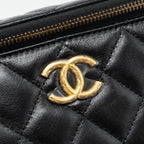 CHANEL 22K GOLD PILLAR ADJUSTABLE CHAIN LONG VANITY LAMBSKIN BLACK GHW (MICROCHIP)
