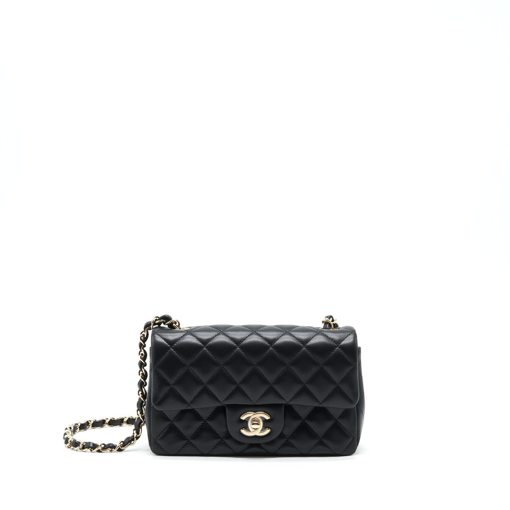 CHANEL MINI RECTANGULAR FLAP BAG LAMBSKIN BLACK LGHW