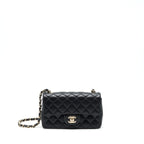 CHANEL MINI RECTANGULAR FLAP BAG LAMBSKIN BLACK LGHW