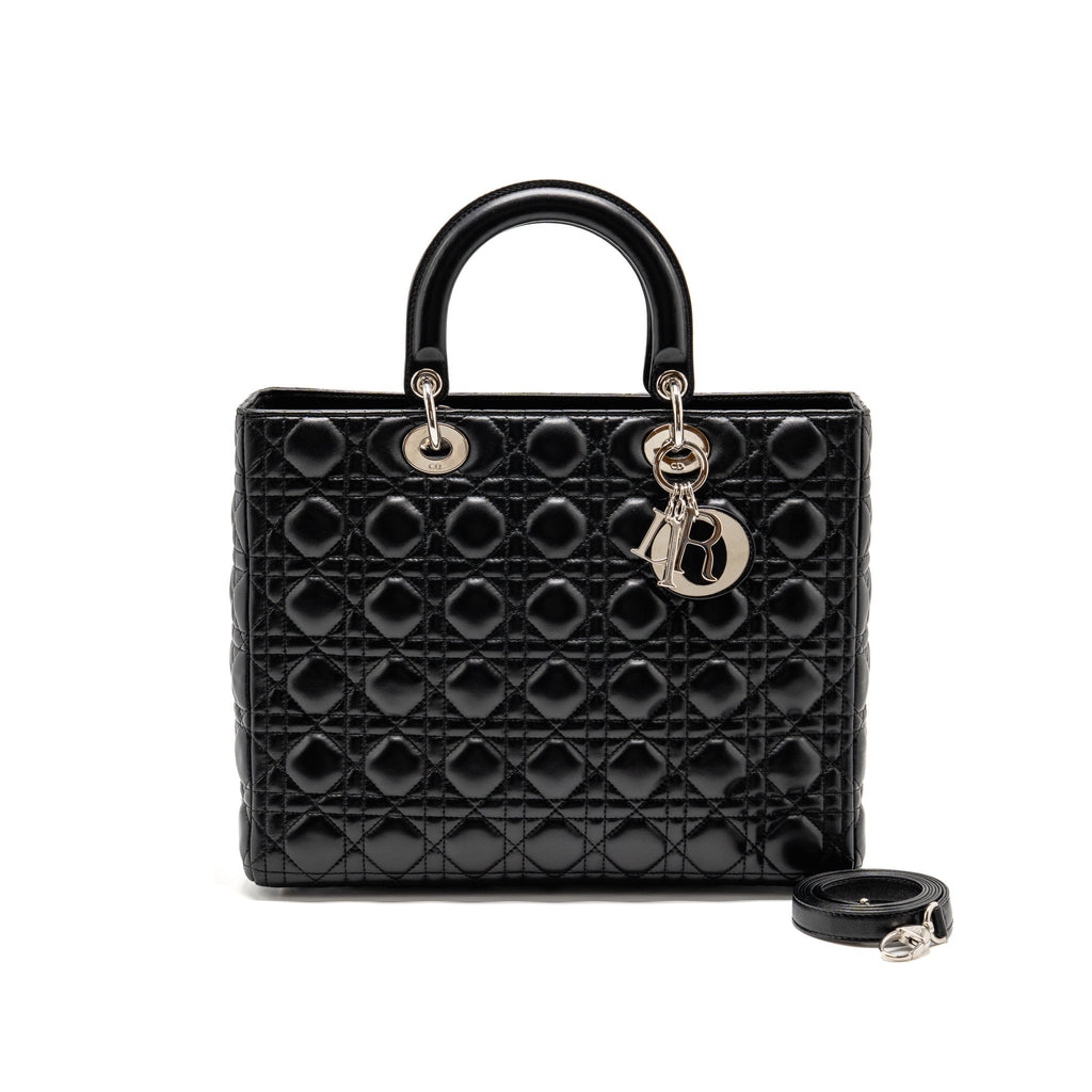 Dior large lady dior lambskin black SHW