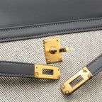 Hermes Kelly 25 TOILE H/SWIFT Ecru-Ardoise/Ardoise GHW
