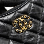 CHANEL 23K SMALL HOBO SHOULDER BAG CALFSKIN BLACK GHW (MICROCHIP)