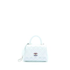 CHANEL MINI COCO HANDLE OMBRE IRIDESCENT CAVIAR LIGHT BLUE MULTICOLOUR HARDWARE (MICROCHIP)
