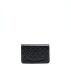 CHANEL 22P CLASSIC WALLET ON CHAIN CAVIAR BLACK LGHW (MICROCHIP)