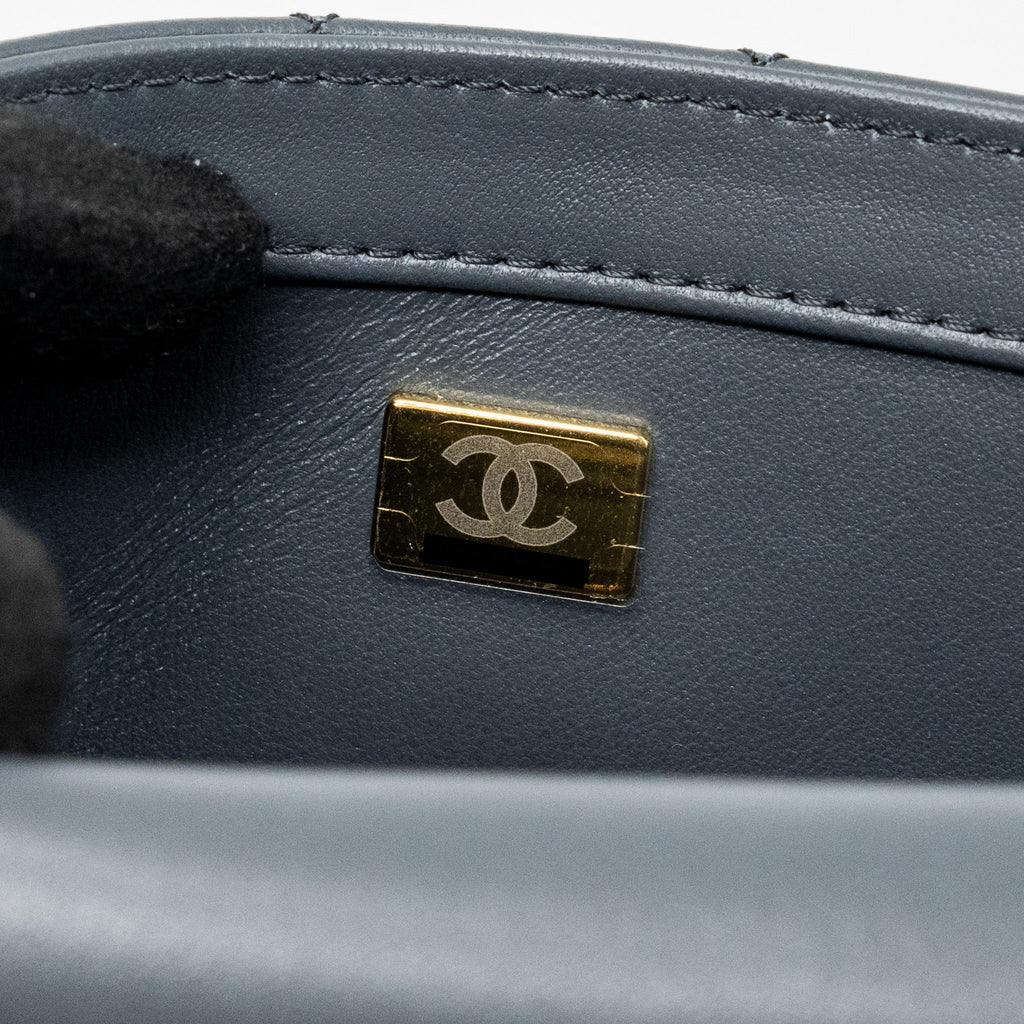 CHANEL PEARL CRUSH MINI RECTANGULAR FLAP BAG LAMBSKIN DARK GREY GHW (MICROCHIP)