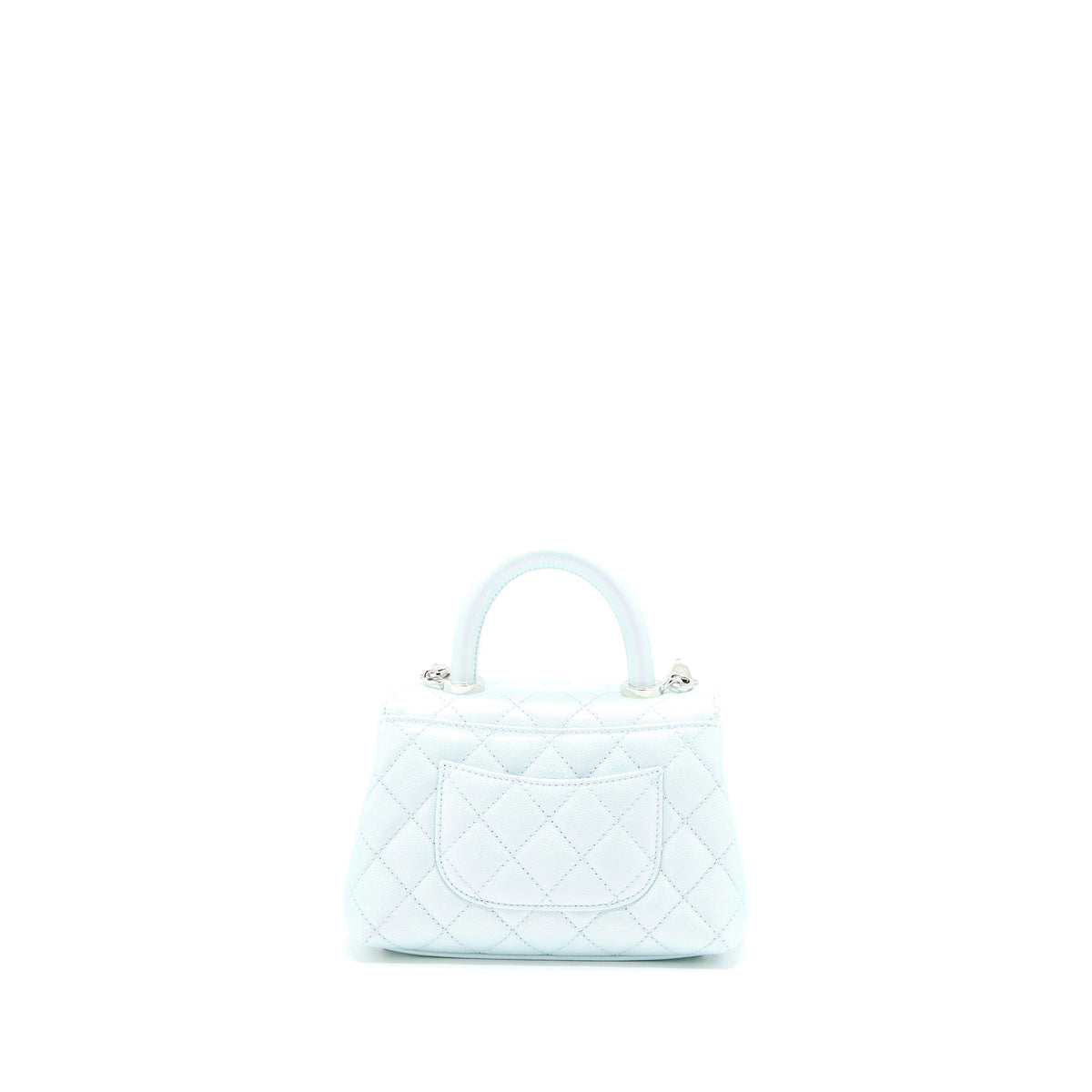 CHANEL MINI COCO HANDLE OMBRE IRIDESCENT CAVIAR LIGHT BLUE MULTICOLOUR HARDWARE (MICROCHIP)
