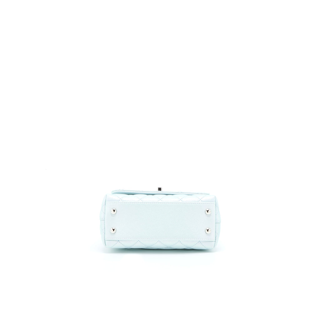 CHANEL MINI COCO HANDLE OMBRE IRIDESCENT CAVIAR LIGHT BLUE MULTICOLOUR HARDWARE (MICROCHIP)