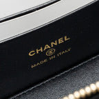 CHANEL 22K GOLD PILLAR ADJUSTABLE CHAIN LONG VANITY LAMBSKIN BLACK GHW (MICROCHIP)