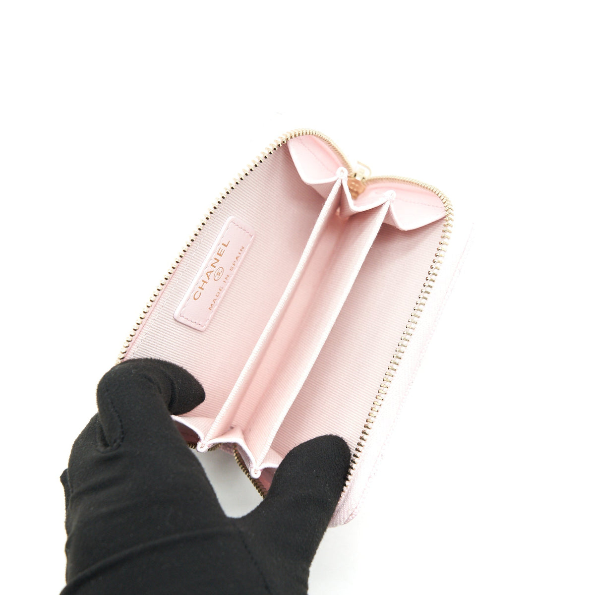 CHANEL 22P ZIP CARD HOLDER CAVIAR PINK LGHW