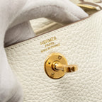 HERMES MINI LINDY CLEMENCE MUSHROOM / NATA WITH MULTICOLOR STRAP GHW
