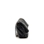 Balenciaga Medium Monaco Chain Shoulder Bag Crinkled Leather Black SHW