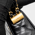 CHANEL 23K SMALL HOBO SHOULDER BAG CALFSKIN BLACK GHW (MICROCHIP)