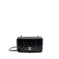 CHANEL MINI RECTANGULAR FLAP BAG PATENT LEATHER BLACK SHW