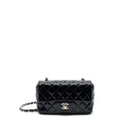 CHANEL MINI RECTANGULAR FLAP BAG PATENT LEATHER BLACK SHW