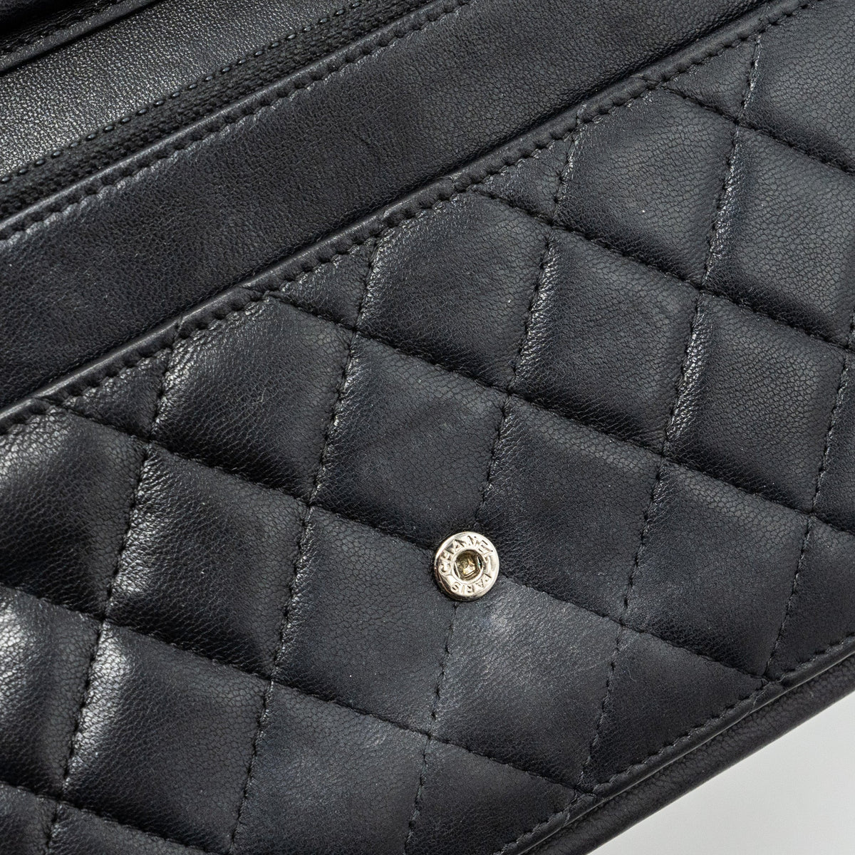 CHANEL BOY WALLET ON CHAIN LAMBSKIN BLACK RUTHENIUM HARDWARE