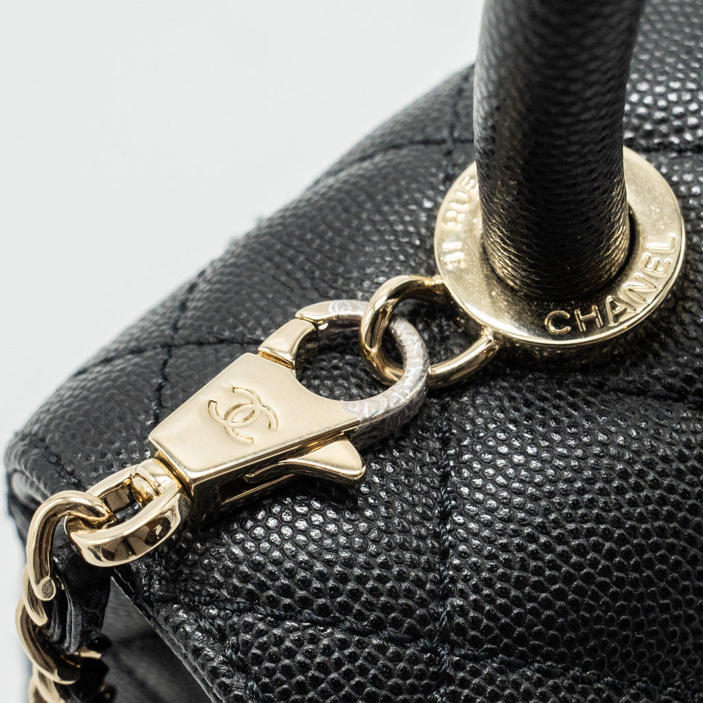 CHANEL SMALL COCO HANDLE CAVIAR BLACK LGHW (MICROCHIP)