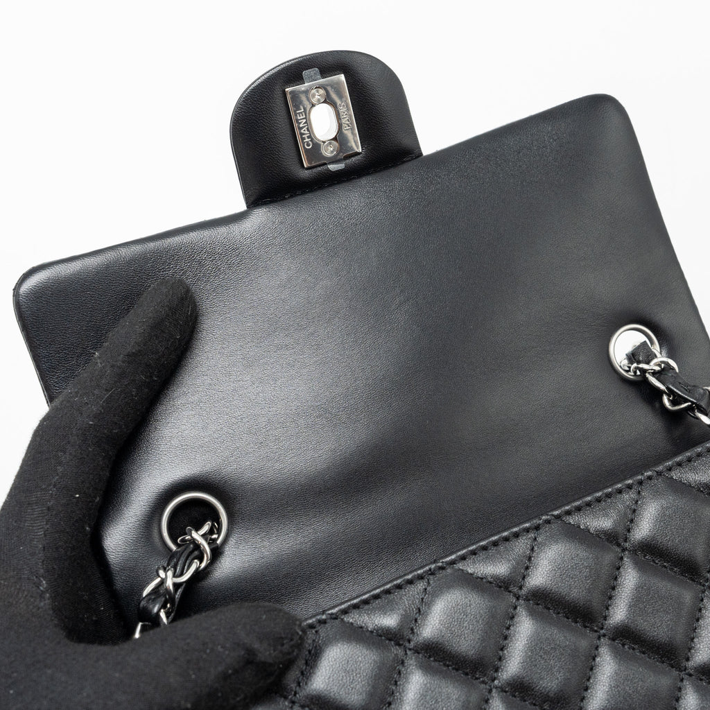 CHANEL MINI RECTANGULAR FLAP BAG LAMBSKIN BLACK SHW (MICROCHIP)