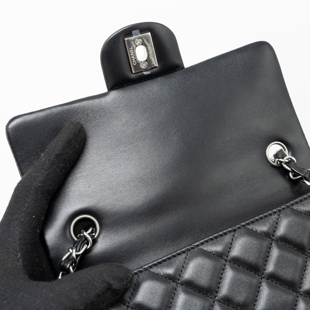 CHANEL MINI RECTANGULAR FLAP BAG LAMBSKIN BLACK SHW (MICROCHIP)