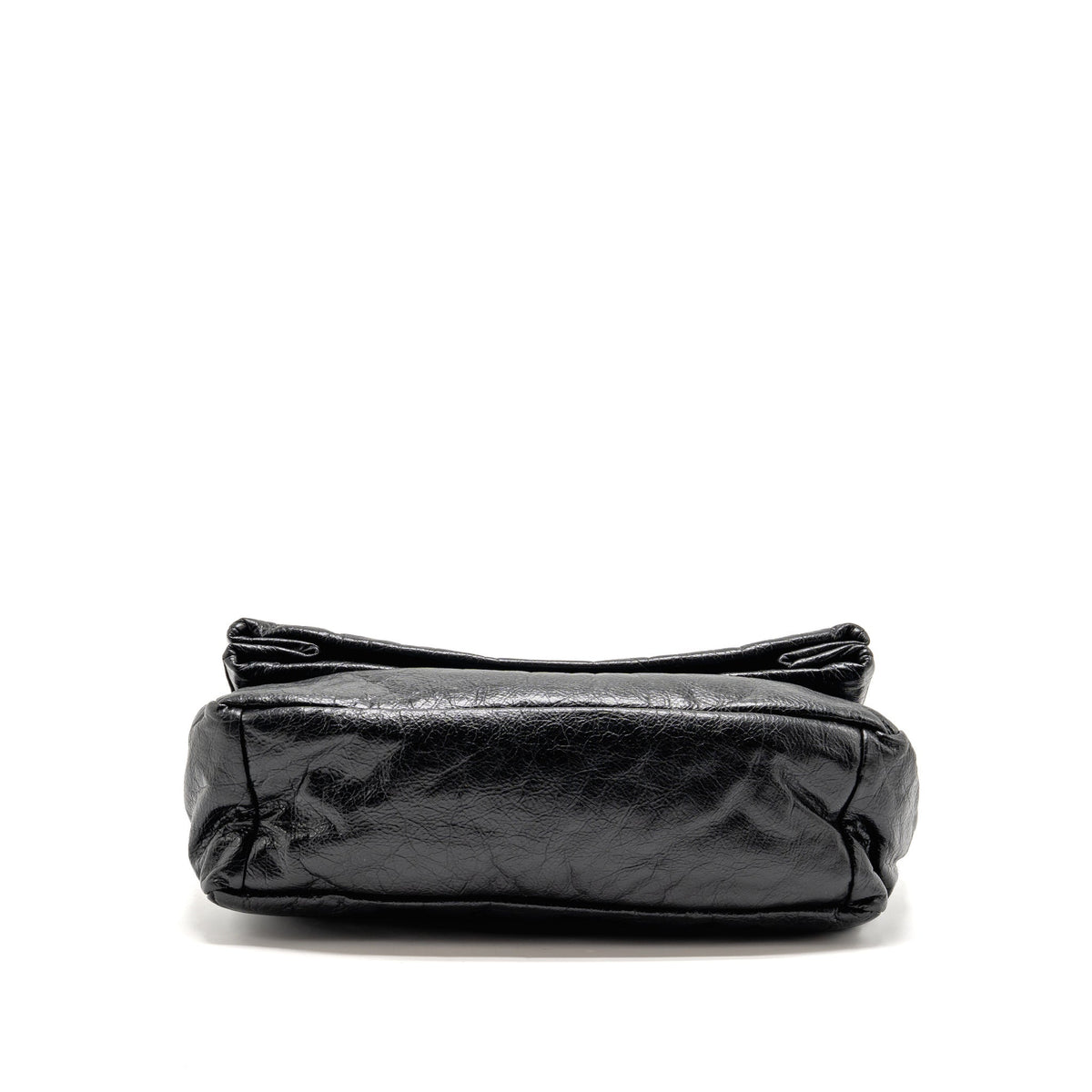 Balenciaga Medium Monaco Chain Shoulder Bag Crinkled Leather Black SHW