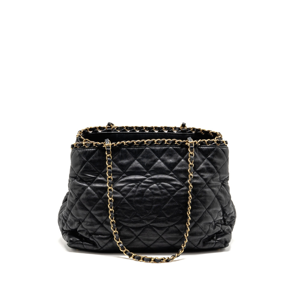 Chanel Quilted Chain Me Tote Bag Lambskin Black GHW
