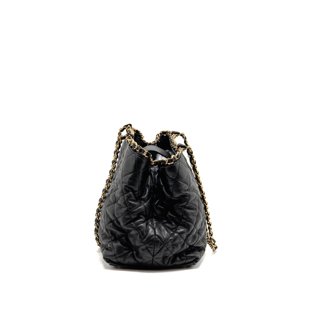 Chanel Quilted Chain Me Tote Bag Lambskin Black GHW