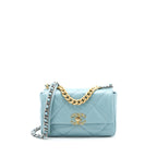 CHANEL SMALL 19 BAG LAMBSKIN LIGHT BLUE MULTICOLOUR HARDWARE