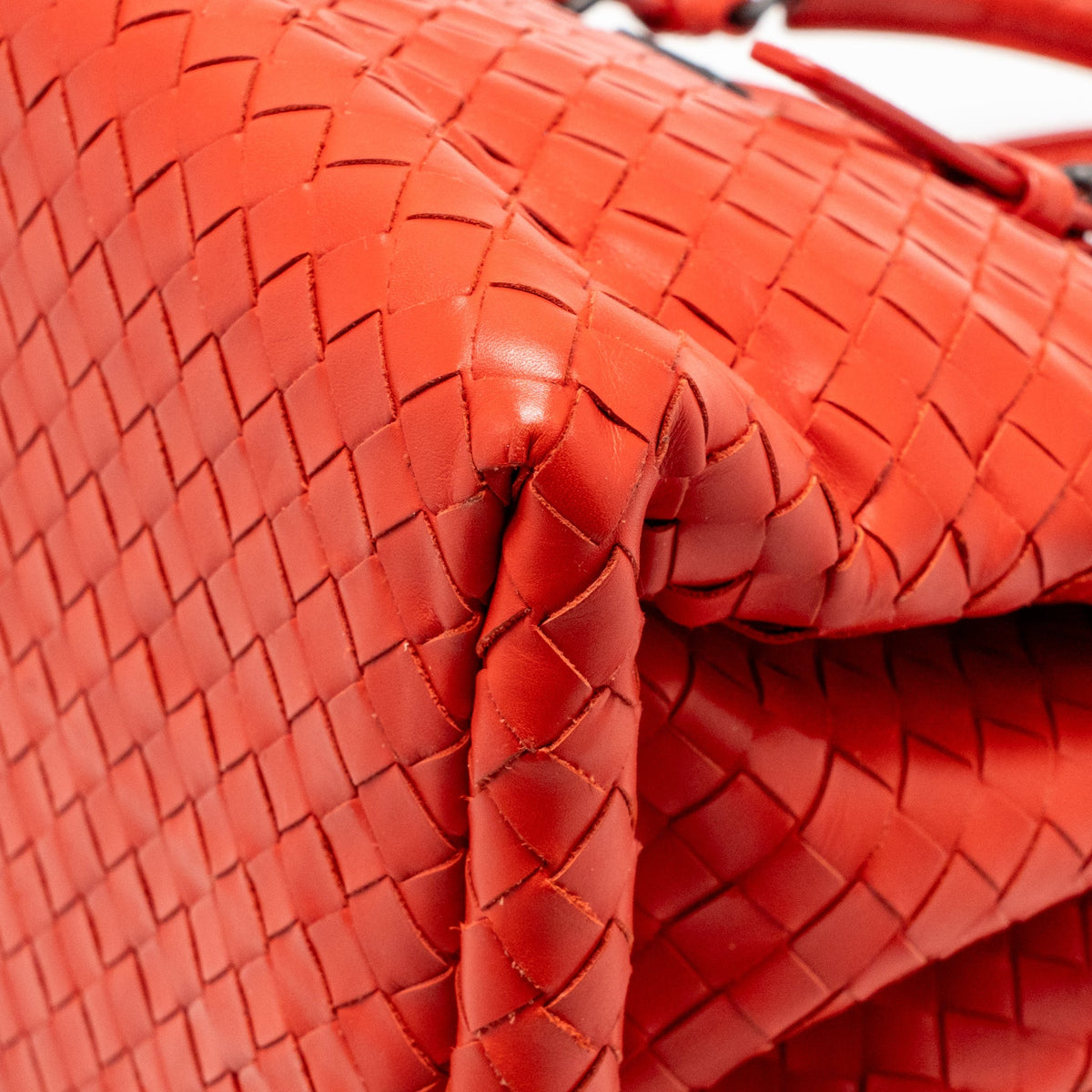 Bottega Veneta Small Roma Tote Bag Intrecciato Leather Red Gunmetal Tone Hardware